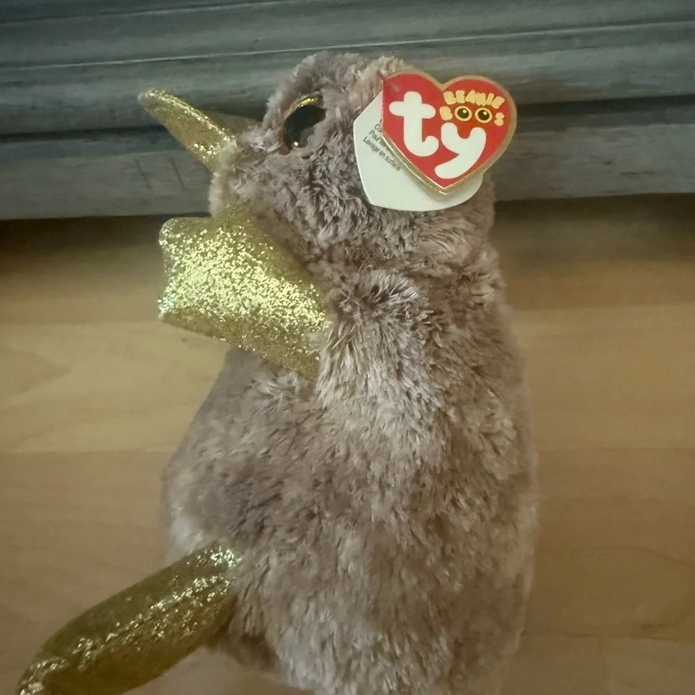 Ty Plush Bird Toy with Gold and Brown